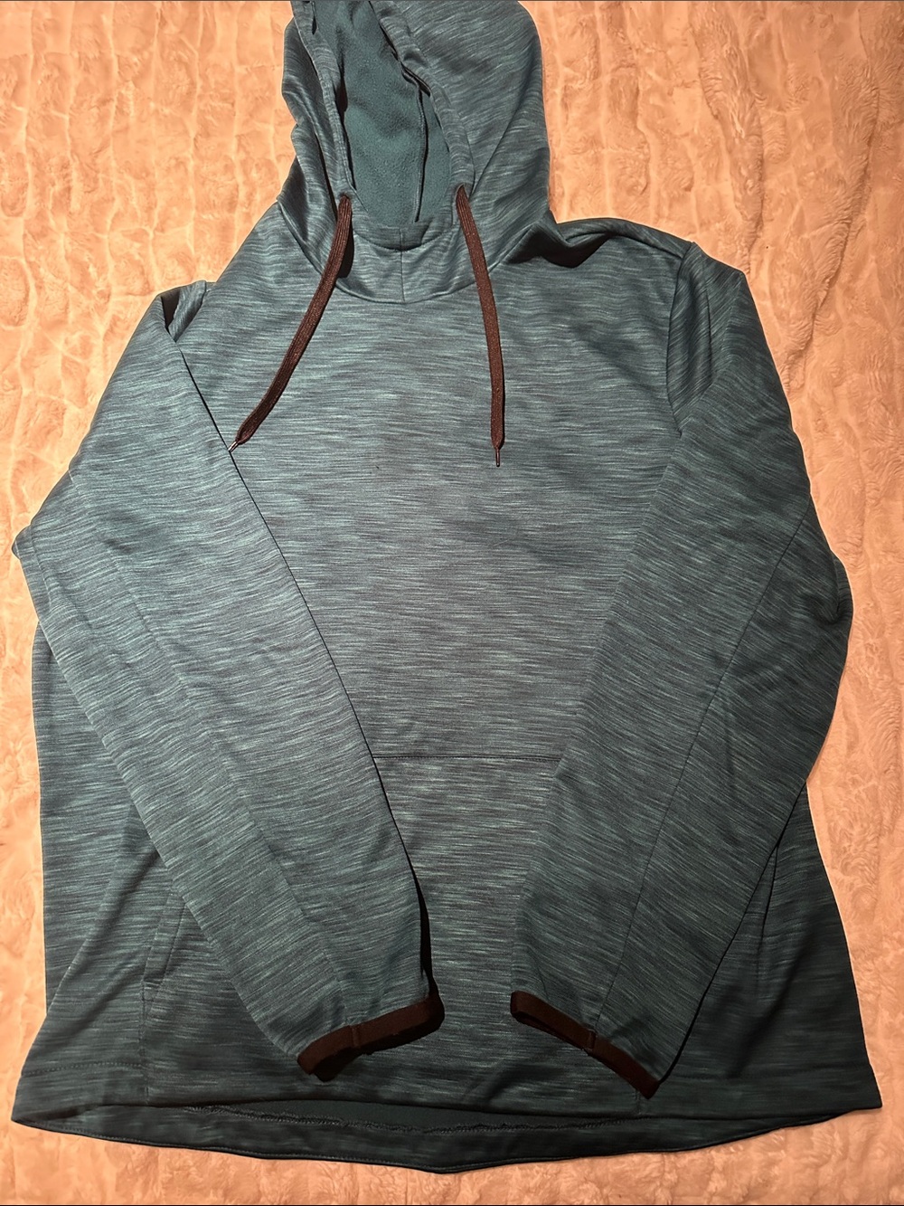Heather Teal Pullover Hoodie with Black Accents